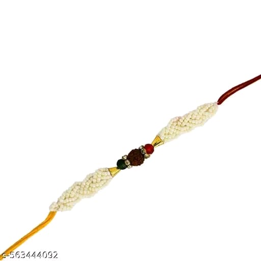 JWELLA Rudraksha Rakhi with Quirky Raksha Bandhan Card, kumkum & Decorative Pooja Thali (18cm) - Pack of 1| Sacred Rakhi Gift Set for Brother | Rakhi Combo for Pyare Bhai