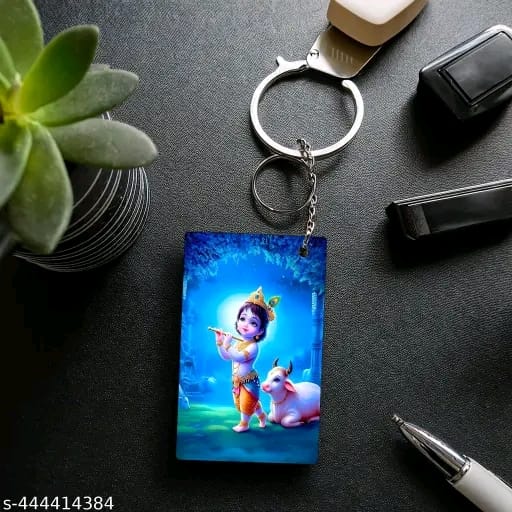ASvik Creation Premium Cute Krishna-2 Printed Keychain (Pack of 4) For Bike, Scooty, Car, Acrylic Keyholder